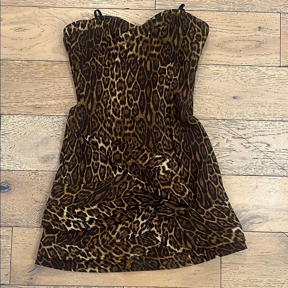 Bcbg Leopard Print Strapless Dress